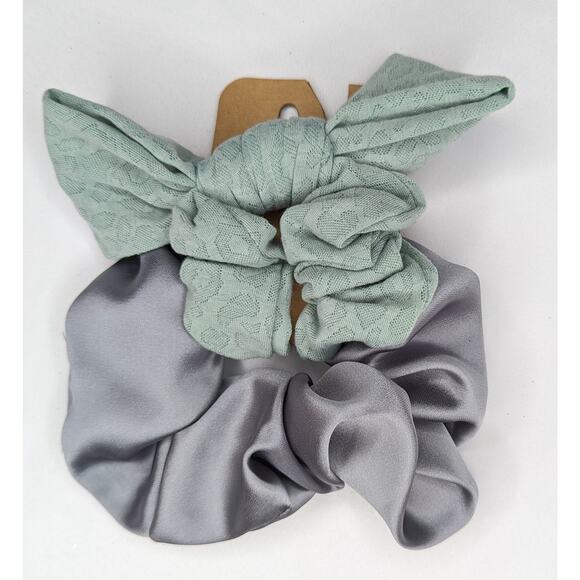 Hair Scrunchie Set Green Blue Bow Ponytail by Berry - Picture 3 of 4